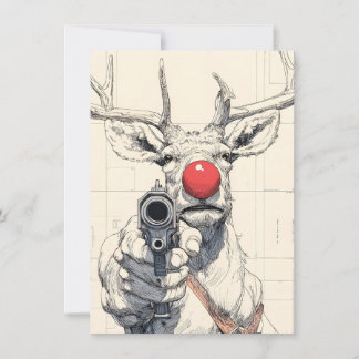 Rudolph has a Gun Funny Adult Christmas Cards Feestdagenkaart