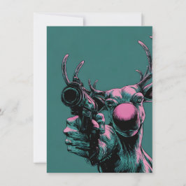 Rudolph has a Gun Funny Adult Christmas Cards Feestdagenkaart
