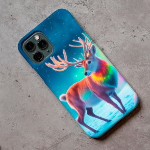Rudolph herten Kerstmis kleurrijke bos sneeuw magi iPhone 11 Hoesje