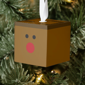 Rudolph Houten Kubus Kerstbal Ornament