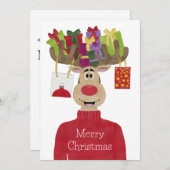 Rudolph Kerst Geschenken Rendieren Feestdagenkaart (Voorkant / Achterkant)