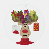 Rudolph Kerstcadeaus Rendier Metal Ornament (Voorkant)