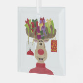 Rudolph kerstcadeaus rendieren glas ornament (Voorkant links)