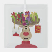 Rudolph kerstcadeaus rendieren glas ornament (Voorkant)