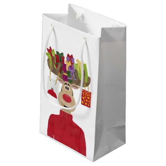 Rudolph kerstcadeaus rendieren klein cadeauzakje (Achterkant Gekanteld)