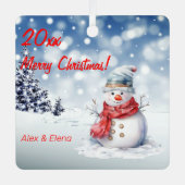 Rudolph Kersttree snow Metal Square Ornament (Voorkant)