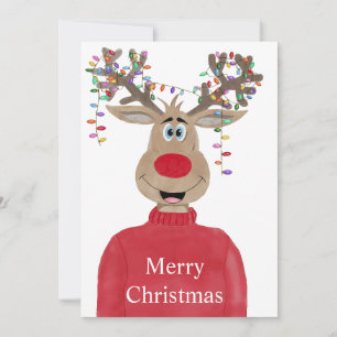 Rudolph Kerstverlichting Rendieren Feestdagenkaart