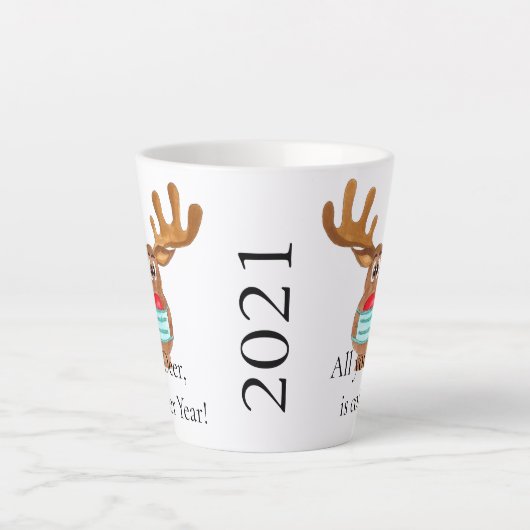 Rudolph le visage masqué renne latte Mug (Devant)