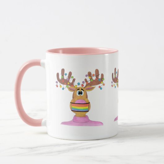 Rudolph LGBT Face masqué Reindeer Mug (Gauche)