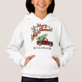 Rudolph Merry Christmas - Personalized Kids Hoodie (Devant)