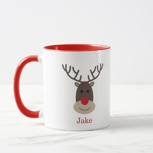 Rudolph Mug avec nom Noël (Gauche)
