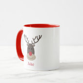 Rudolph Mug avec nom Noël (Devant gauche)