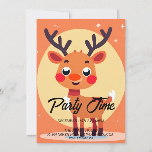 Rudolph Noël Fête Invitation (Devant)