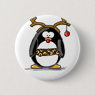 Rudolph penguin ronde button 5,7 cm