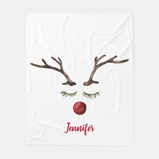 Rudolph Red Nose Reindeer Fleece Deken (Voorkant)