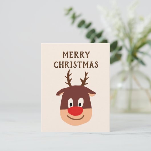 Rudolph Red Nose Reindeer Roze kerstkaart (Staand voorkant)