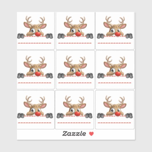 Rudolph Red Nose Reindeer Sticker labels (Feuille)