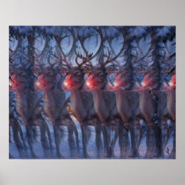 Rudolph Reindeer 3D Stereogram Christmas Scene  Poster
