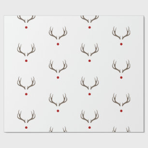 Rudolph Reindeer Antlers Red Nose Shiny Holiday Cadeaupapier