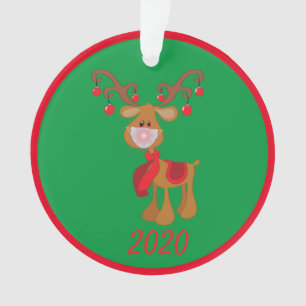 Rudolph Reindeer avec masque facial 2020 Quarantin