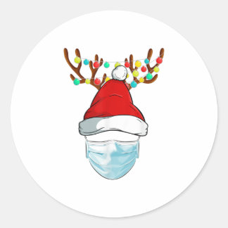 Rudolph Reindeer Draag Face Mask Christma Ronde Sticker