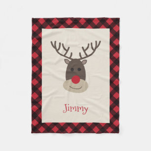 Rudolph Reindeer Personalized Fleece Blanket