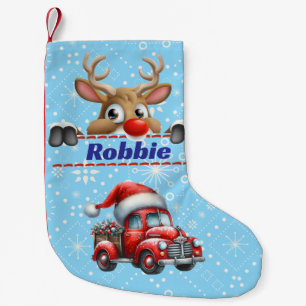 Rudolph Rendier Kerstmis Blauw en Wit Kleine Kerstsok