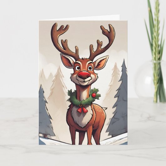 Rudolph Retro Concept Art Carte de vacances pliée (Devant)
