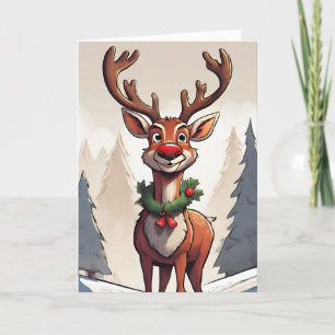 Rudolph Retro Concept Art Carte de vacances pliée