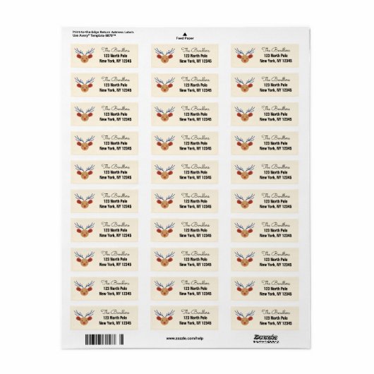 Rudolph Return Address Label (Full Sheet)
