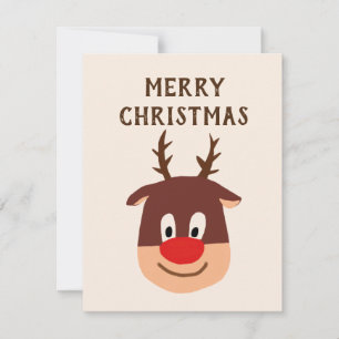 Rudolph Rode Neus Rendier Roze Kerstkaart