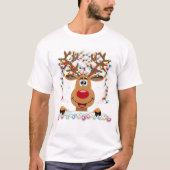Rudolph Rood Neus Rendier T-shirt Kerstman (Voorkant)