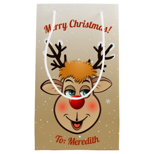 Rudolph - Santa's Roodgestreepte renrenrenrendiert Klein Cadeauzakje (Voorkant)