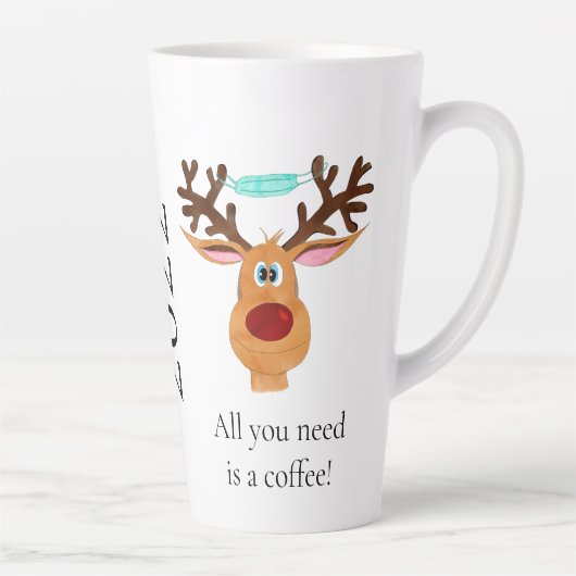 Rudolph the Face Mask Reindeer Latte Mok (Rechts)