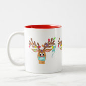 Rudolph the Face Mask Reindeer Tweekleurige Koffiemok (Links)
