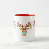Rudolph the Face Mask Reindeer Tweekleurige Koffiemok (Center)