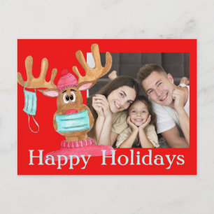 Rudolph the Face Masker Reindeer Photo Card Briefkaart