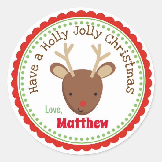 Rudolph the Red Nose Rendier Kerst stickers (Voorkant)