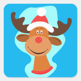 Rudolph the Red-Nosed Reindeer Moose in Santa Hat Vierkante Sticker
