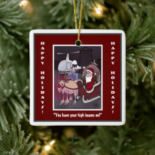 Rudolph The Red-Nosed Square Ceramic Ornament