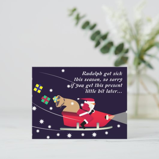 Rudolph werd dit seizoen ziek feestdagenkaart (Staand voorkant)