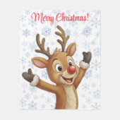 Rudolph with Blue Snowflakes  Fleece Deken (Voorkant)