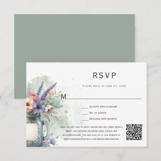 Rudtic Bloemstuk Pot RSVP Kaartje (Voorkant / Achterkant)