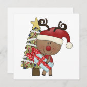 Rudy Reindeer Holiday Tree Feestdagenkaart (Voorkant / Achterkant)