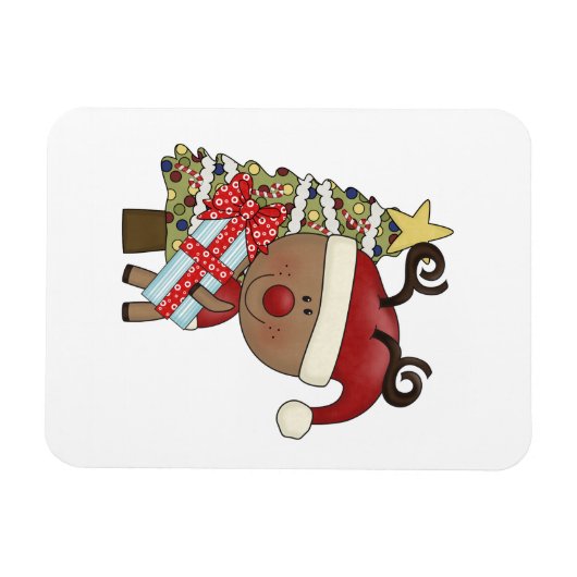 Rudy Reindeer Holiday Tree Magneet (Horizontaal)