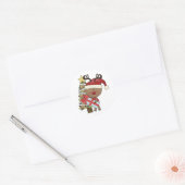 Rudy Reindeer Holiday Tree Ronde Sticker (Envelop)