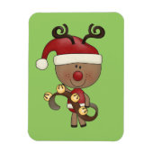 Rudy Reindeer met Klokken Magneet (Verticaal)