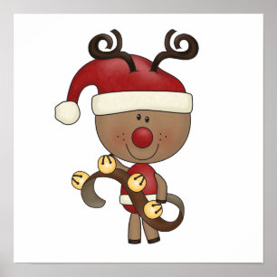 Rudy Reindeer met Klokken Poster