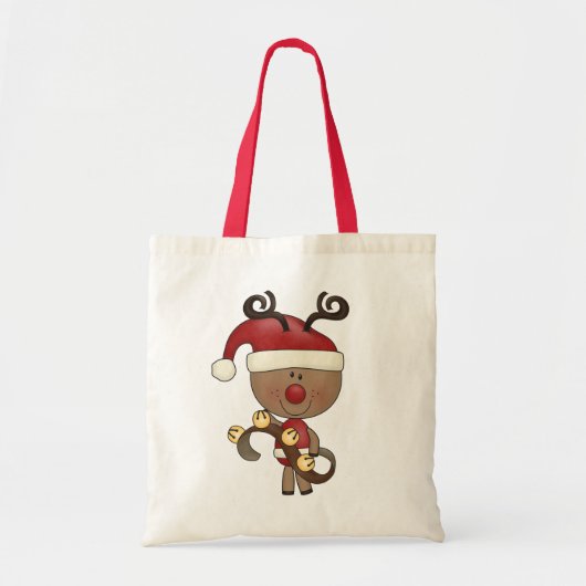 Rudy Reindeer met Klokken Tote Bag (Voorkant)