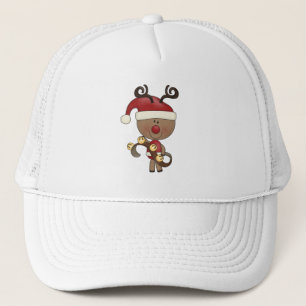 Rudy Reindeer met Klokken Trucker Pet